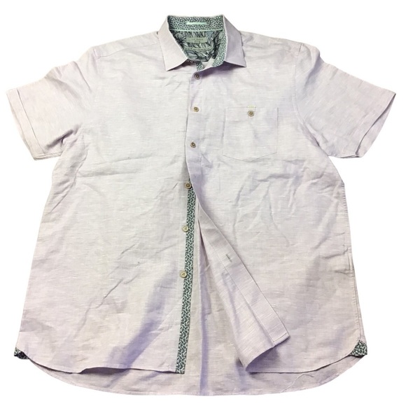 Ted Baker Men’s Size 6 Clion Linen Shirt in Light Lavender Button Down SS - Picture 1 of 13